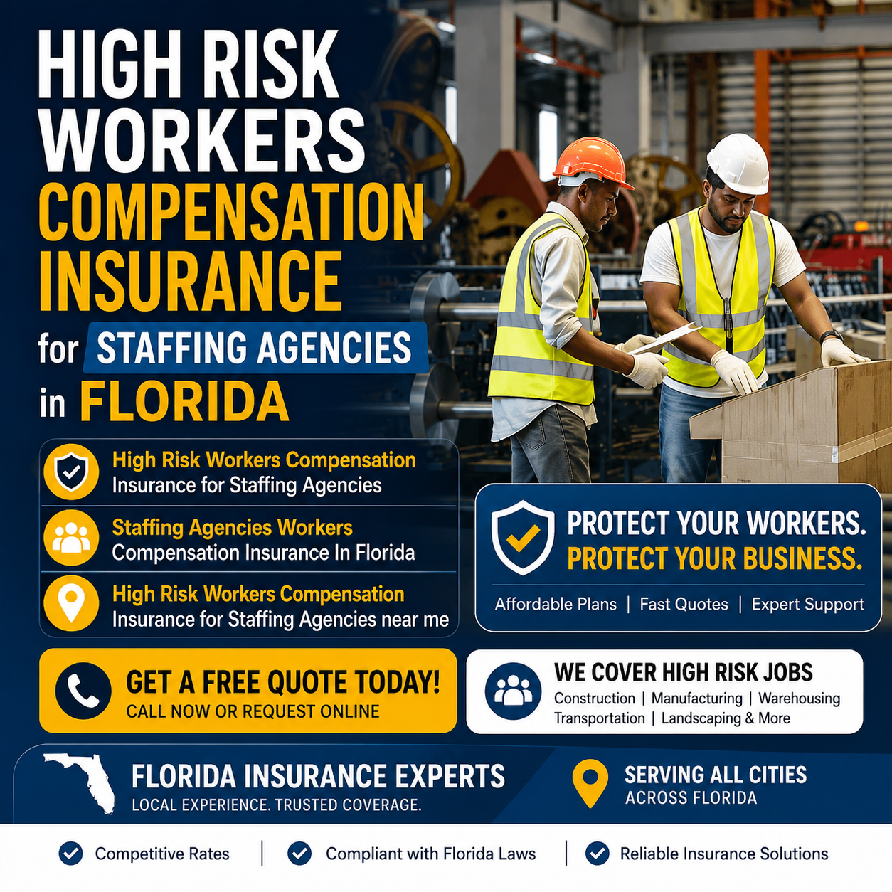High Risk Workers Compensation Insurance for Staffing Agencies in Florida Staffing Agencies Workers Compensation Insurance In Florida High Risk Workers Compensation Insurance for Staffing Agencies near me