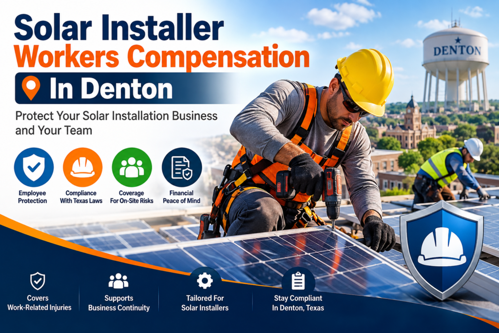 Solar Installer Workers Comp Insurance Denton, Workers Comp Insurance For Solar Contractors Denton, Solar Contractor Workers Compensation Insurance Denton, Workers Compensation Insurance Company For Solar Installers Denton, Solar Installation Workers Comp Insurance Denton