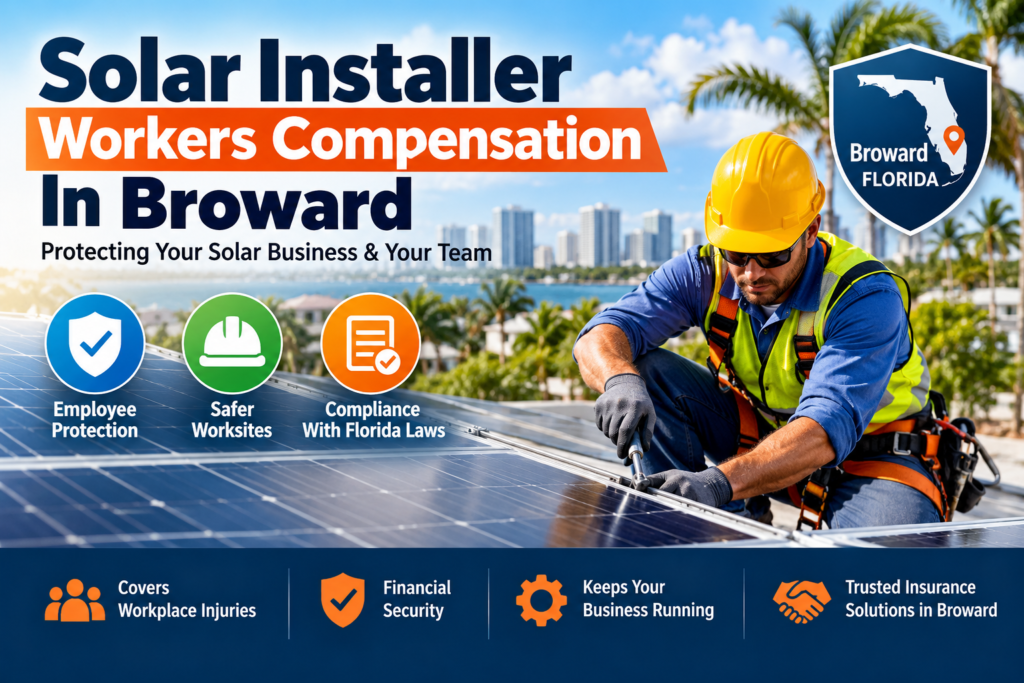 Solar Installer Workers Comp Insurance Broward, Workers Comp Insurance For Solar Contractors Broward, Solar Contractor Workers Compensation Insurance Broward, Workers Compensation Insurance Company For Solar Installers Broward, Solar Installation Workers Comp Insurance Broward